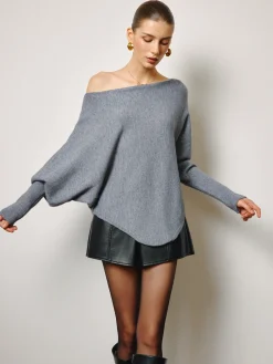 COMMENSE Asymmetrical Neck Leg-Of-Mutton Sleeve Sweater* Knitwear|Tops