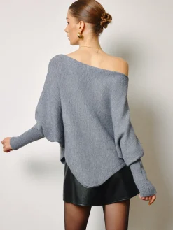 COMMENSE Asymmetrical Neck Leg-Of-Mutton Sleeve Sweater* Knitwear|Tops