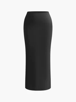 COMMENSE Asymmetrical Neck Ruched Top & Split Maxi Skirt Set* Skirt Sets|Long Sleeve Sets