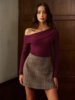 COMMENSE Asymmetrical Neck Ruched Jersey Top* Matching Sets|Tops