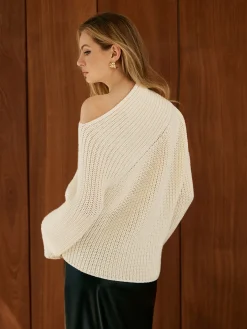 COMMENSE Asymmetrical Neck Shift Sweater* Sweater Tops|Sweaters & Cardigans