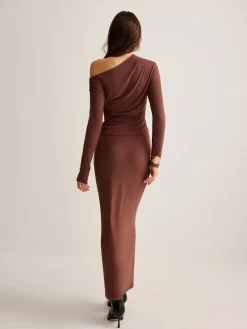 COMMENSE Asymmetrical Neck Slim Jersey Skirt Set* Skirt Sets|Long Sleeve Sets