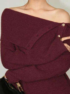 COMMENSE Asymmetrical Off-Shoulder Sweater* Sweater Tops|Sweaters & Cardigans