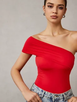COMMENSE Asymmetrical One Shoulder T-Shirt* T-shirts|Tops