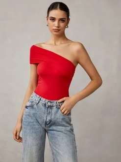 COMMENSE Asymmetrical One Shoulder T-Shirt* T-shirts|Tops