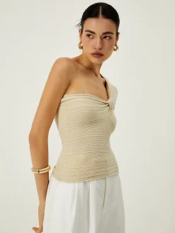 COMMENSE Asymmetrical One Shoulder Knotted Knit Top* Sweater Tops|Sweaters & Cardigans