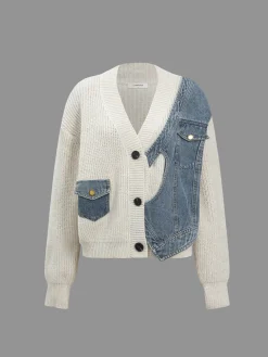 COMMENSE Asymmetrical Patchwork Pockets Cardigan* Cardigans|Sweaters & Cardigans