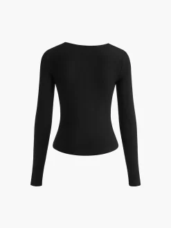 COMMENSE Asymmetrical Plain Long Sleeve T-Shirt* T-shirts|Tops