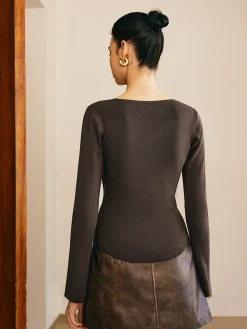 COMMENSE Asymmetrical Pleated Slim Sweater* Sweater Tops|Sweaters & Cardigans