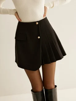 COMMENSE Asymmetrical Pleated Zipper Skirt* Skirts|Matching Sets