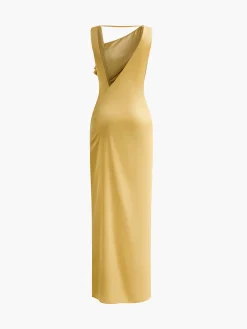 COMMENSE Asymmetrical Ruffle Backless Long Dress* Cocktail & Party Dresses|Vacation Dresses