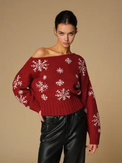 COMMENSE Asymmetrical Snowflake Knit Top* Sweater Tops|Sweaters & Cardigans