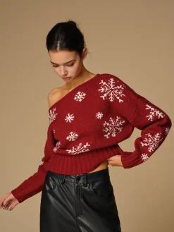 COMMENSE Asymmetrical Snowflake Knit Top* Sweater Tops|Sweaters & Cardigans