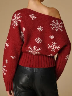 COMMENSE Asymmetrical Snowflake Knit Top* Sweater Tops|Sweaters & Cardigans