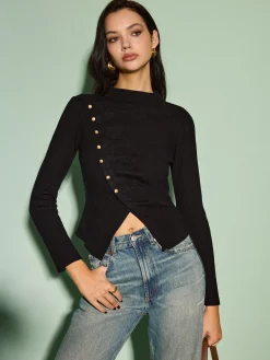 COMMENSE Asymmetrical Split Skinny Sweater* Knitwear|Tops