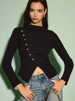 COMMENSE Asymmetrical Split Skinny Sweater* Knitwear|Tops