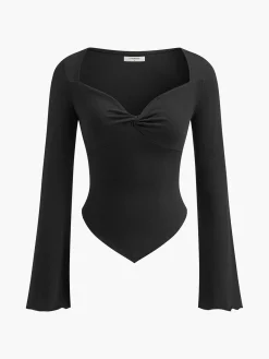 COMMENSE Asymmetrical Sweetheart Knotted Jersey Top* T-shirts|Tops