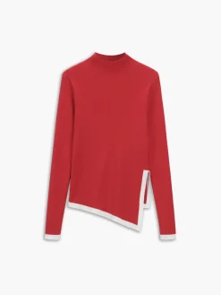 COMMENSE Asymmetrical Trim Mock Neck Sweater* Sweater Tops|Sweaters & Cardigans
