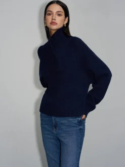 COMMENSE Asymmetrical Turtleneck Plain Sweater* Sweater Tops|Sweaters & Cardigans