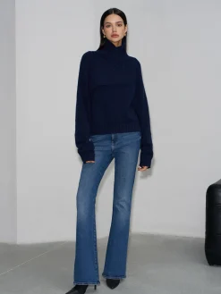 COMMENSE Asymmetrical Turtleneck Plain Sweater* Sweater Tops|Sweaters & Cardigans