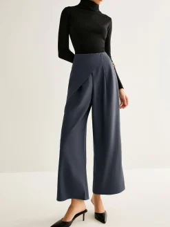 COMMENSE Asymmetrical Wide-Leg Pants* Pants|Bottoms