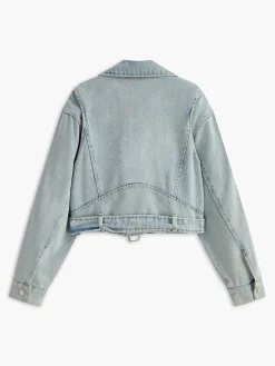 COMMENSE Asymmetrical Zipper Belted Denim Jacket* Outerwear|Denim