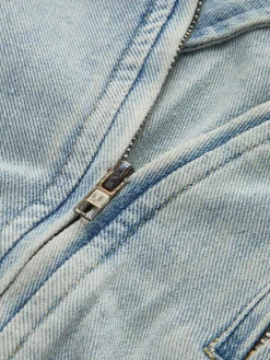 COMMENSE Asymmetrical Zipper Belted Denim Jacket* Outerwear|Denim