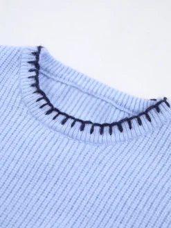 COMMENSE Baby Blue Pullover Sweater* Sweater Tops|Sweaters & Cardigans