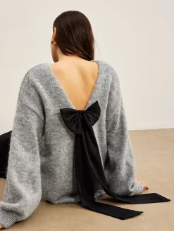 COMMENSE Backless Bow Shift Sweater* Sweater Tops|Sweaters & Cardigans