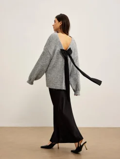 COMMENSE Backless Bow Shift Sweater* Sweater Tops|Sweaters & Cardigans