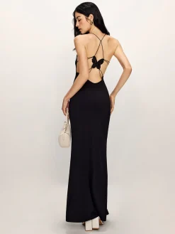 COMMENSE Backless Cami Fishtail Jersey Dress* Black Dresses|Casual Dresses