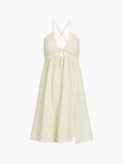 COMMENSE Backless Criss Cross Split Midi Dress* Casual Dresses|Vacation Dresses