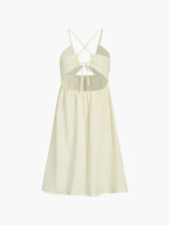 COMMENSE Backless Criss Cross Split Midi Dress* White Dresses|Black Dresses