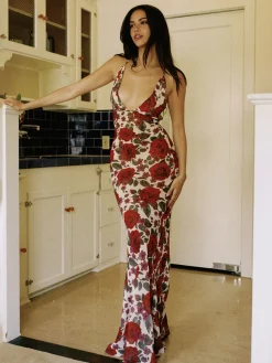COMMENSE Backless Floral Long Dress* Floral Dresses|Cocktail & Party Dresses