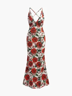 COMMENSE Backless Floral Long Dress* Floral Dresses|Cocktail & Party Dresses