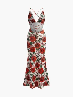 COMMENSE Backless Floral Long Dress* Floral Dresses|Cocktail & Party Dresses