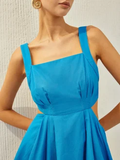 COMMENSE Backless Knotted Ruched Dress* Casual Dresses|Vacation Dresses