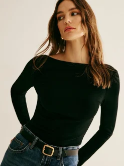 COMMENSE Backless Long Sleeve Tie T-Shirt* T-shirts|Tops