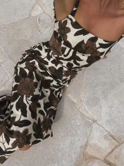 COMMENSE Backless Print Split Zipper Dress* Casual Dresses|Cocktail & Party Dresses