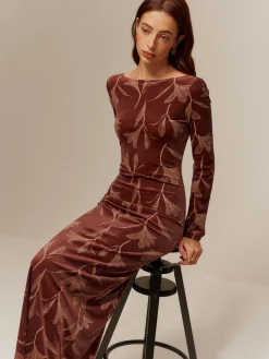 COMMENSE Backless Printed Velvet Slim Dress* Casual Dresses|Long Dresses