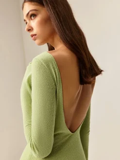 COMMENSE Backless Ruched Sweater Short Dress* Skirts|Knitwear