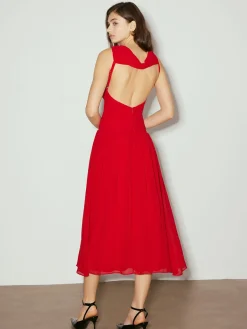 COMMENSE Backless Sleeveless Chiffon Panel Dress* Cocktail & Party Dresses|Vacation Dresses