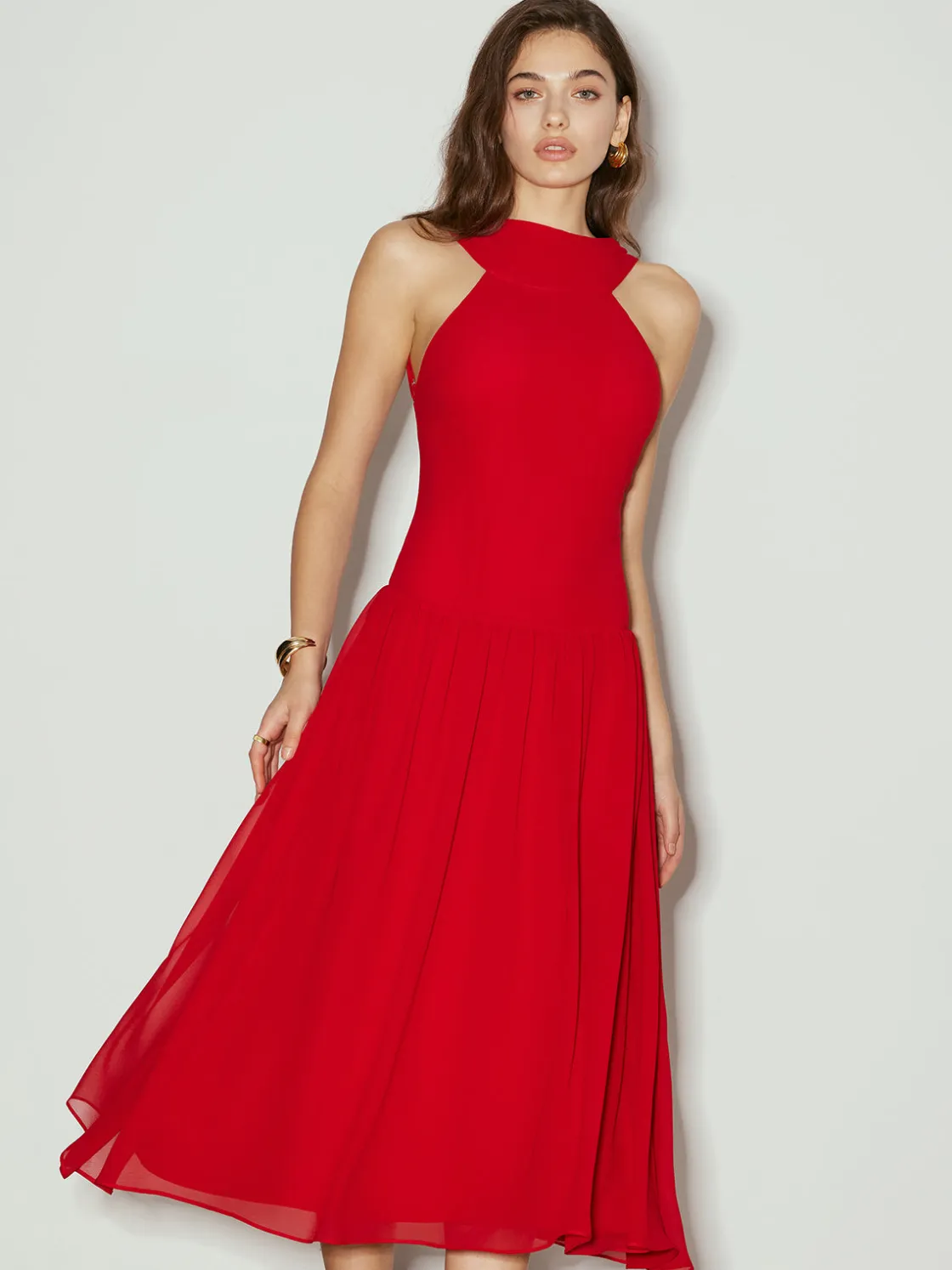 COMMENSE Backless Sleeveless Chiffon Panel Dress* Cocktail & Party Dresses|Vacation Dresses