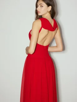 COMMENSE Backless Sleeveless Chiffon Panel Dress* Cocktail & Party Dresses|Vacation Dresses