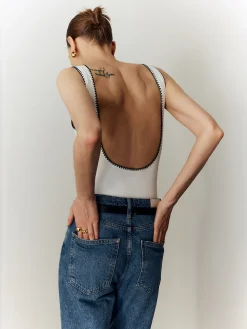 COMMENSE Backless Slim Low Cut Bodysuit* Bodysuits|Bodysuits