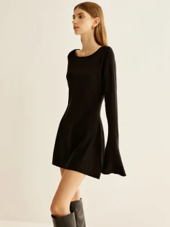 COMMENSE Backless Slim Short Dress* Black Dresses|Sweater Dresses