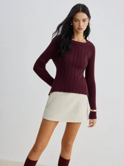 COMMENSE Backless Slim Tie Knit Top* Sweater Tops|Sweaters & Cardigans