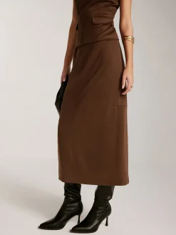 COMMENSE Back-Split Suede Zipper Skirt* Skirts|Matching Sets