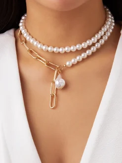 COMMENSE Baroque Pearl Beaded Chain Necklace* Necklaces|Accessories