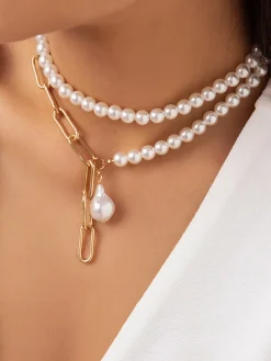 COMMENSE Baroque Pearl Beaded Chain Necklace* Necklaces|Accessories